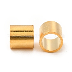 304 perline in acciaio inossidabile, perline con foro grande, colonna, vero placcato oro 24k, 6x6mm, Foro: 5 mm