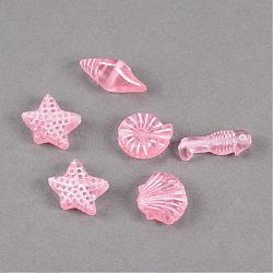 Ремесло стиль прозрачные акриловые брелоки, разнообразные, розовые, 11~16.5x6~13x4~5.5 мм, отверстие : 1 мм, Около 1260 шт / 500 г