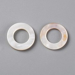 Naturali di acqua dolce anelli guscio di collegamento, rotondo e piatto, colore conchiglia, 14.5~15x2mm, diametro interno: 8mm