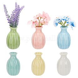 Nbeads 6 mini vase à fleurs en céramique, décor rustique vase décor de ferme moderne multicolore plaine petits vases pour fleurs petites plantes florale salle à manger étagère décor