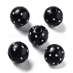 Bois perles européennes, Perles avec un grand trou   , coccinelle, noir, 15.5~16x14.5mm, Trou: 4mm