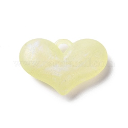 Pendenti acrilici luminosi, con glitter, si illuminano al buio, charms cuore, giallo, 25.5x38x9.5mm, Foro: 4x4 mm, circa 94pcs/500g
