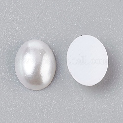 ABS Plastic Imitation Pearl Cabochons, Oval, White, 8x6x2mm, about 5000pcs/bag