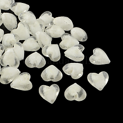 Hechos a mano de cristal de murano luminosos, corazón, blanco, 15~16x15~16x9~10mm, agujero: 1~2 mm