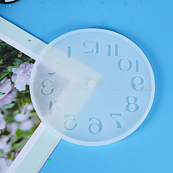 Плоские круглые часы с арабскими цифрами настенные украшения силиконовые Молды, для уф-смолы, изготовление изделий из эпоксидной смолы, призрачный белый, 155x8 мм