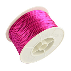 Круглый нейлоновая нить, гремучий атласный шнур, для китайского материалы узлов, фуксиново-красные, 1 мм, 100 ярдов / рулон