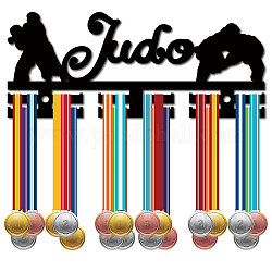 Porte-médaille acrylique mot judo, support de cintre d'affichage de médailles, avec épingles d'écartement, cadre porte-médaille, motif sur le thème du sport, 119x290x10mm, Trou: 8mm