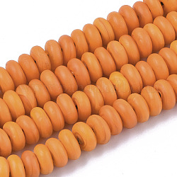 Handgemachte Glasperlen mattiert Stränge, Rondell, orange, 8x3.5~4.5 mm, Bohrung: 1.5 mm, ca. 108 Stk. / Strang, 15.75 Zoll