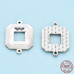 925 breloques connecteur en argent sterling, liens carrés, couleur d'argent, 13.5x10x1.5mm, Trou: 0.7mm