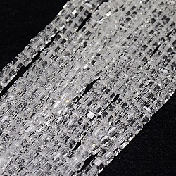 Glass Beads Strands, Faceted, Cube, Clear, 2x2x2mm, Hole: 1mm, about 198pcs/strand, 16.3 inch