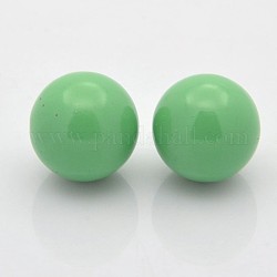 No Hole Spray Painted Brass Round Ball Beads Fit Cage Pendants, DarkSea Green, 18mm