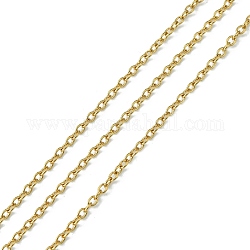 304 Edelstahl-Kabelketten, gelötet, mit Spule, Oval, golden, 2x1.5x0.4 mm, ca. 164.04 Fuß (50m)/Rolle