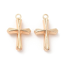 Brass Pendants, Cross Charm, Real 18K Gold Plated, 19x12x5mm, Hole: 1.5mm