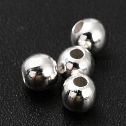 Perles en laiton, Plaqué longue durée, ronde, 3.5mm, Trou: 1.3mm