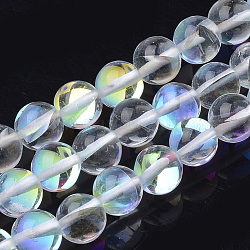 Synthetische Mondstein Perlen Stränge, holographische Perlen, gefärbt, Runde, Transparent, 8 mm, Bohrung: 0.7 mm, 50 Stk. / Strang, 15.7 Zoll