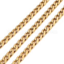 Vacuum Plating 304 Stainless Steel Cuban Link Chains, Unwelded, with Spool, Golden, 7x5x1.5mm, about 32.81 Feet(10m)/Roll