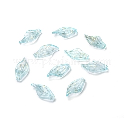 Transparente Glas-Anhänger, petaline, Himmelblau, 20x9.5x3 mm, Bohrung: 1.2 mm