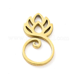 304 Stainless Steel Charms, Laser Cut, Lotus Charm, Golden, 12x7x1mm, Hole: 1.2mm