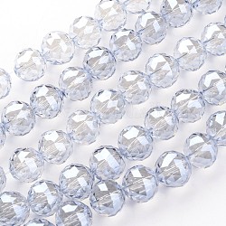 Electroplate Glass Bead Strands, Pearl Luster Plated, Faceted, teardrop, Alice Blue, 13.5mm, Hole: 2mm, about 18pcs/strand, 9 inch(23cm)