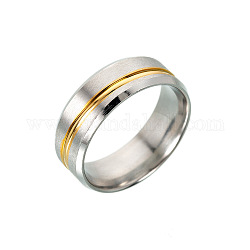 316L Surgical Stainless Steel Wide Band Finger Rings, Golden & Stainless Steel Color, US Size 10 1/4(19.9mm)