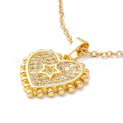 Cuore di zirconi chiari con collana pendente a stella, 304 gioiello in acciaio inossidabile per donna, oro, 17.72 pollice (45 cm)
