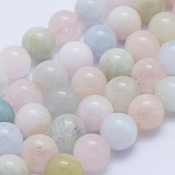 Natural Morganite Beads Strands, Round, Grade A, 8~8.5mm, Hole: 1mm, about 51pcs/strand, 15.7 inch(40cm)