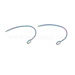 Placage ionique couleur arc-en-ciel (ip) 316 crochets de boucle d'oreille en acier inoxydable chirurgical, avec boucle verticale, 15x23mm, Trou: 3x2.5mm, 22 jauge, pin: 0.6 mm