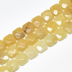 Topazio naturale perle di giada fili, sfaccettato, quadrato, 12x12x4.5~5mm, Foro: 1 mm, circa 17pcs/filo, 8.0''