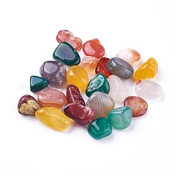 Perles d'agate multicolores naturelles, non percé / pas de trou, teinte, puces, 5~19x4~10x2~7mm, environ 100 g /sachet 