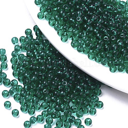 Perles en verre transparentes, ronde, sarcelle, 4x3mm, Trou: 1mm, environ 4500 pcs / sachet 