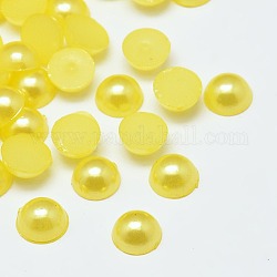 Imitation Pearl Acrylic Cabochons, Half Round/Dome, Yellow, 6x3mm, about 5000pcs/bag