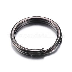 304 Stainless Steel Split Rings, Double Loops Jump Rings, Electrophoresis Black, 12x1.8mm, about 10mm inner diameter