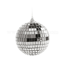 Decorazione ciondolo palla da discoteca in plastica, sfera della decorazione del mestiere del mosaico dello specchio di vetro, argento, 50mm