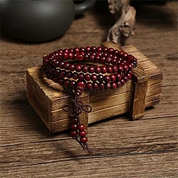 Браслет для молитвы мала из 108 бусины, Ожерелья-браслет из искусственного сандалового дерева с круглыми бусинами для Рамадана и Ид Мубарака, Индийская красная, 23-5/8 дюйм (60 см)