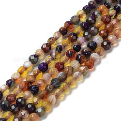 Chapelets de perles d'agate naturelle, ronde à facettes, teints et chauffée, jaune, 4~4.2x4~4.1mm, Trou: 0.8mm, Environ 89~93 pcs/chapelet, 14.37'' (36.5 cm)
