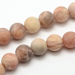 Natürliche sunstone mattierte runde Perle Stränge, 8 mm, Bohrung: 1 mm, ca. 47 Stk. / Strang, 15.0 Zoll