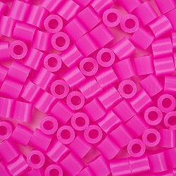 1 boîte 5mm Melty Beads PE Recharges de perles à repasser bricolage pour enfants, Tube, fuchsia, 5x5mm, Trou: 3mm, environ 500 pcs / boîte