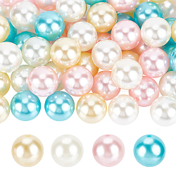 Pandahall elite abs plastica imitazione perle di perle, tondo, turchese scuro, 20mm, Foro: 2 mm, 60 pc / set, 1 set/scatola