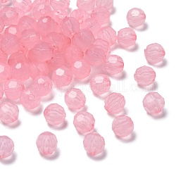 Perline acrilico trasparente, giada imitato, latte rosa, tondo sfaccettato, 8mm di diametro, Foro: 1 mm, circa 1800pcs/500g