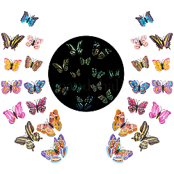 Décorations murales papillon lumineuses en pvc arricraft, accessoires ornement, 3 d papillon, couleur mixte, 4.3~8.3x6~12x0.5~0.6 cm, 12 pièces / kit