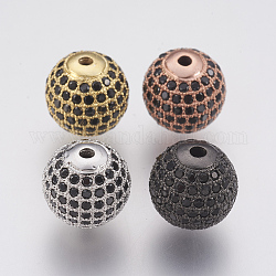 Messing Mikro ebnen Zirkonia Perlen, Bleifrei und cadmium frei, Runde, Mischfarbe, 12 mm, Bohrung: 1.8 mm
