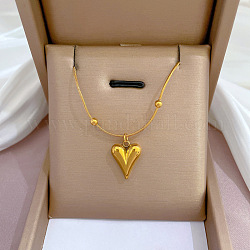 304 collane del cuore in acciaio inox ciondolo, con 201 catena satellitare in acciaio inossidabile, oro, 18.35 pollice (46.6 cm)