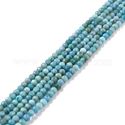 Brins de perles d'opale bleu naturel, facette, ronde, AA grade, 3mm, Trou: 0.8mm, Environ 131 pcs/chapelet, 15.47'' (39.3 cm)