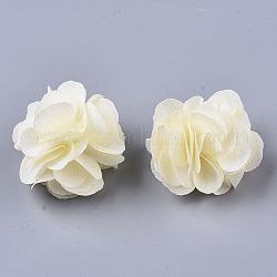 Blumen aus Polyestergewebe, für DIY Stirnbänder Blumenzubehör Hochzeit Haarschmuck für Mädchen Frauen, Champagnergelb, 34 mm