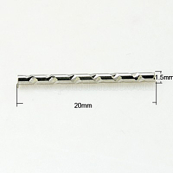 Brass Tube Beads, Platinum Color, Size: about 20mm long, 1.5mm in diameter, hole: 1mm