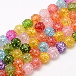 Crépitement synthétique perles rondes de quartz brins, teints et chauffée, couleur mixte, 6mm, Trou: 1mm, Environ 73 pcs/chapelet, 16.14 pouce