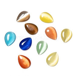 Cat Eye Cabochons, Mixed Color, teardrop, about 13mm wide, 18mm long, 5mm thick