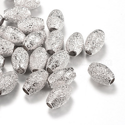 Perle di ottone testurizzate, ovale, platino, 11x7mm, Foro: 3 mm