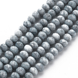 Cuisson opaque de perles de verre peintes, pierres d'imitation, facette, rondelle, grises , 6x5mm, Trou: 1mm, Environ 80~81 pcs/chapelet, 14.76 pouce ~ 14.96 pouces (37.5~38 cm)