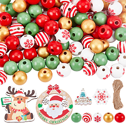 Kit per la realizzazione di decorazioni natalizie fai da te sunnyclue, incluso albero di Natale, renna e ciondolo in legno con fiocco di neve e perline rotonde, corda di iuta, colore misto